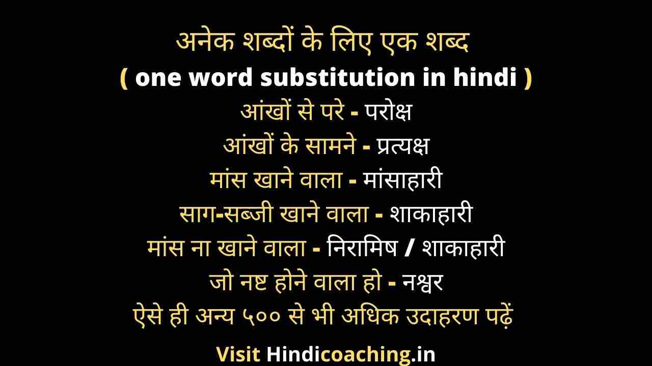 अन क शब द क ल ए एक शब द One Word Substitution Hindi Coaching